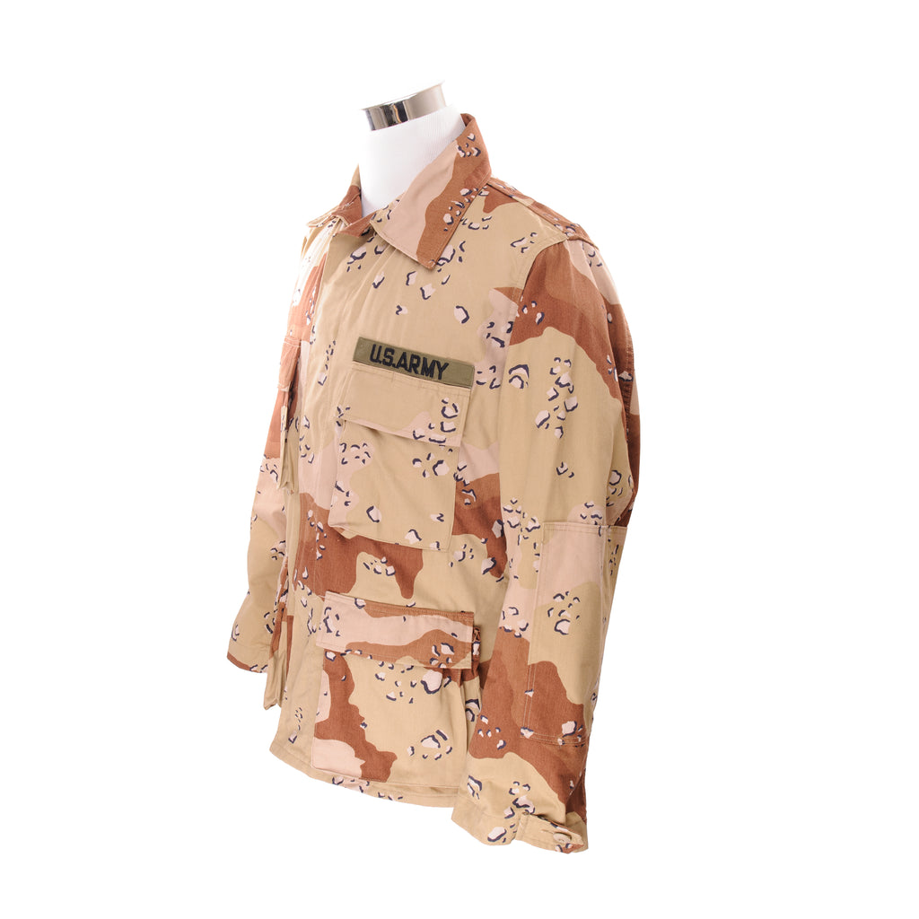 Vintage US Army Chocolate Chip Desert Camouflage Pattern Combat Jacket 1983 Desert Storm Size Medium Regular Stock No. 8415-01-102-6771 DLA100-83-C-0574