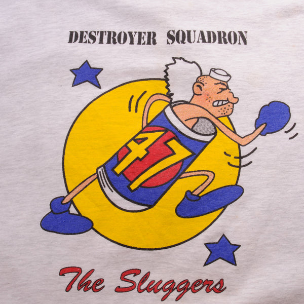 Vintage USN Destroyer Squadron 47 Tee Shirt 1990S Size Large Made In USA With Single Stitch Sleeves