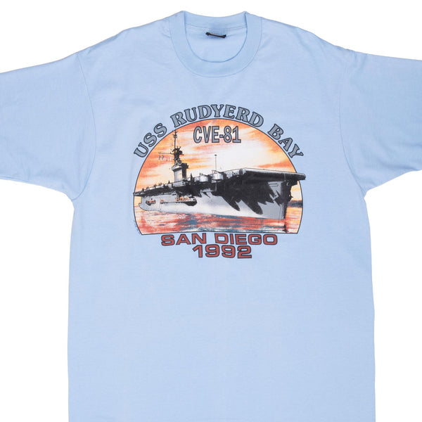 Vintage Usn Uss Rudyerd Bay Cve-81 San Diego 1992 Tee Shirt Size Large Made In Usa With Single Stitch Sleeves