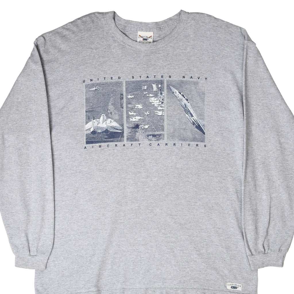 VINTAGE US NAVY AIRCRAFT CARRIERS LONG SLEEVE TEE SHIRT 2000S LARGE MADE USA