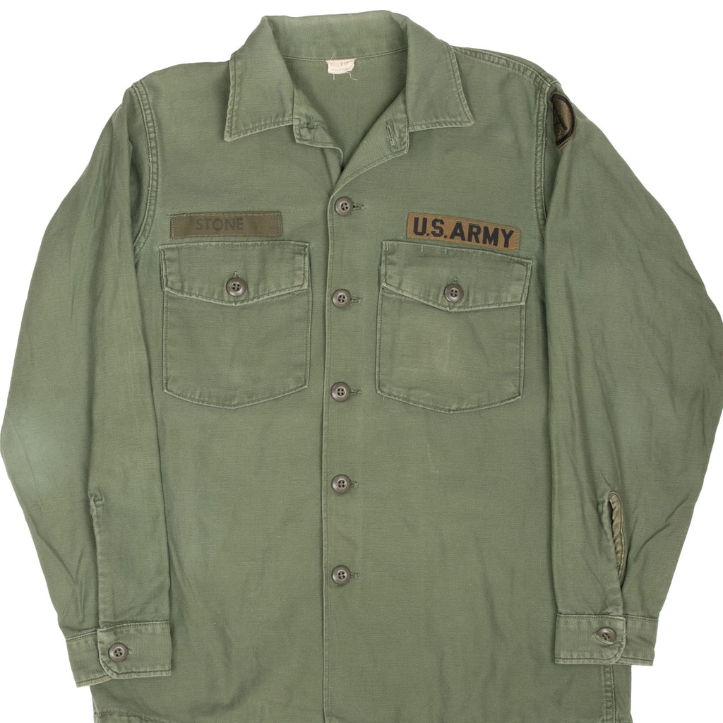 Vintage Us Army Utility Shirt P-64 P64 1969 Vietnam War Size 15 1/2 X 33

Patches: US ARMY, Stone, Third Army