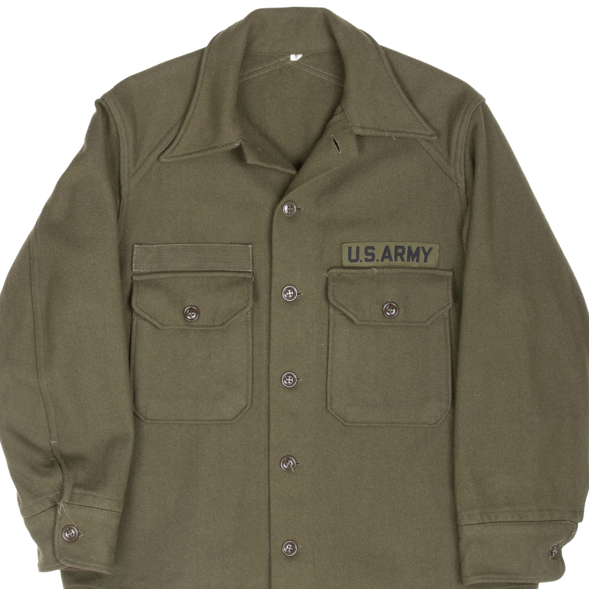 Vintage Us Army og 108 Wool Shirt Patched 1950S Korean War Size Medium