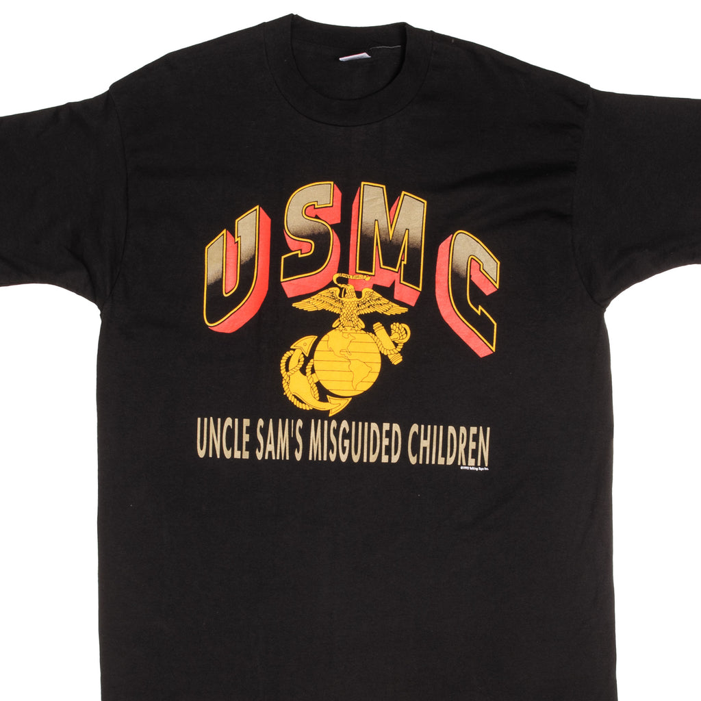 Vintage USMC United States Marines Corporation Uncle Sam's Misguided Children Tee Shirt 1992 Size XL Made In USA With Single Stitch Sleeves