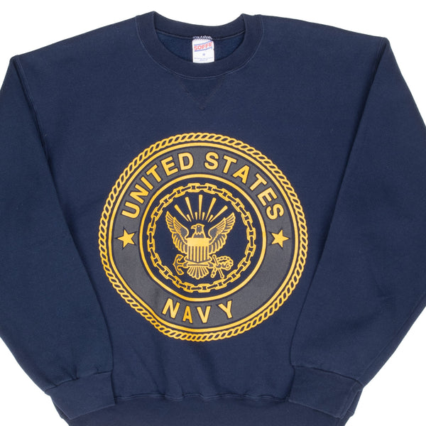Vintage Usn United States Navy Blue Sweatshirt 2000S Size Large Made In Usa