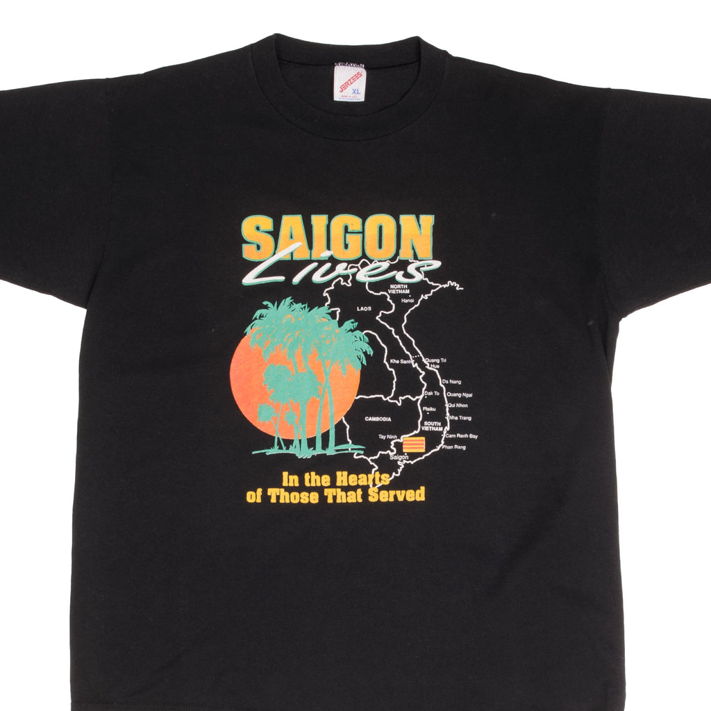 Vintage US Army Vietnam Veteran Saigon Lives POW MIA Tee Shirt 1992 Size Large Made In USA With Single Stitch Sleeves