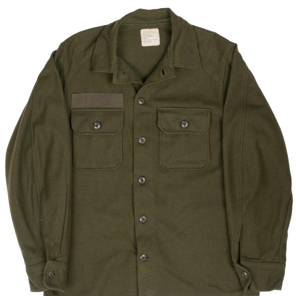 Vintage Us Army Og 108 Wool Shirt Patched 1977 Size Medium Nos
