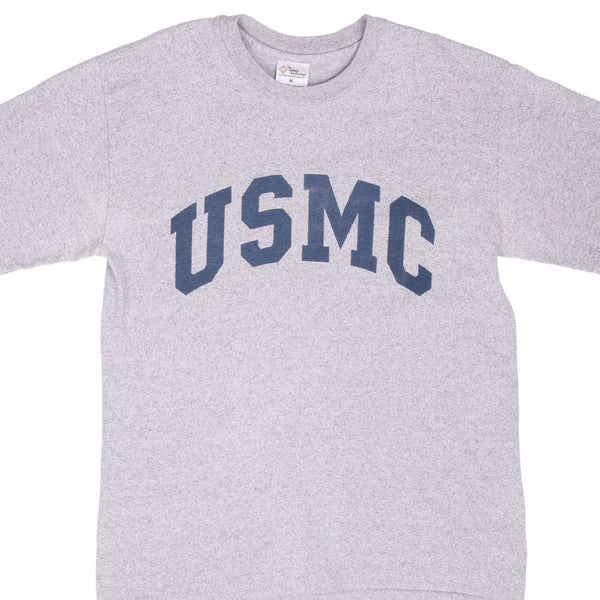 Vintage Usmc Marine Corp Grey Tee Shirt 2000S Size Medium Made In Usa