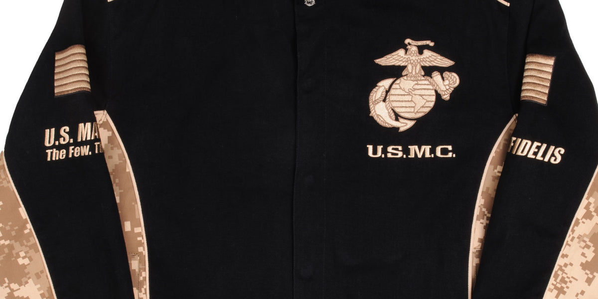 VINTAGE USMC US MARINE CORPS SOUVENIR NASCAR STYLE JACKET SIZE XL