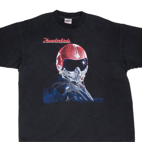 Vintage Thunderbirds Blackbird 1992 Military Tee Shirt Size 2XL Made In Usa With Single Stitch Sleeves