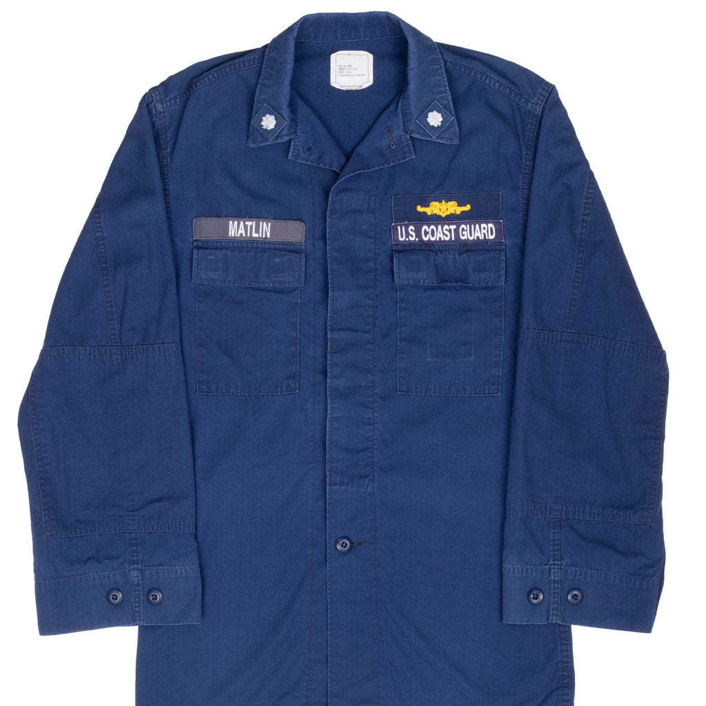 VINTAGE USCG US COAST GUARD PATCH BLUE SHIRT 1999 SIZE 36 LONG
