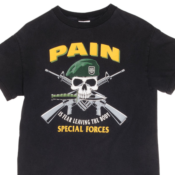 Vintage US Special Forces Green Beret Pain Is Fear Leaving The Body Tee Shirt 1993 Size Medium