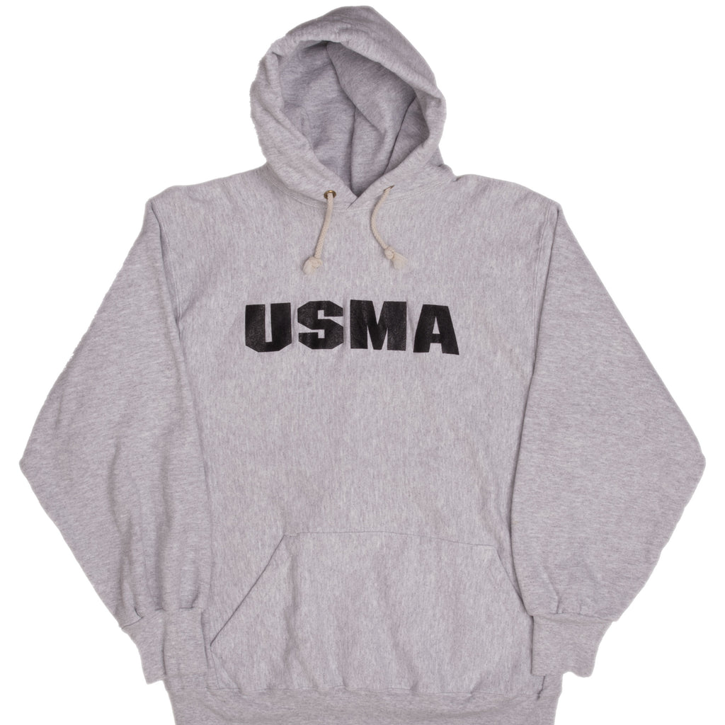 Vintage USMA US Military Academy Gray Hoodie Sweatshirt Size XL Made In USA