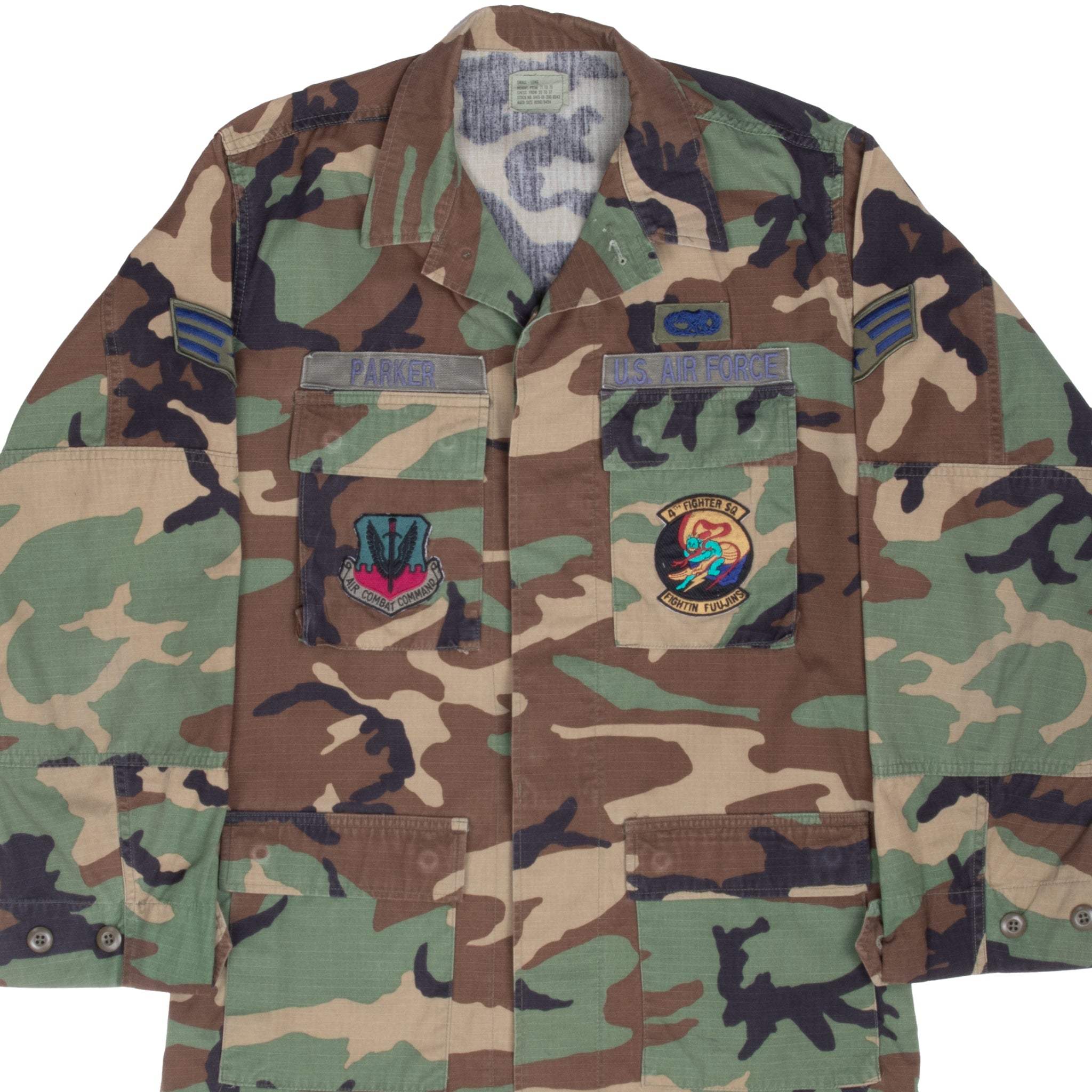 VINTAGE USAF AIR FORCE WOODLAND CAMO COMBAT JACKET 1996 SMALL LONG 