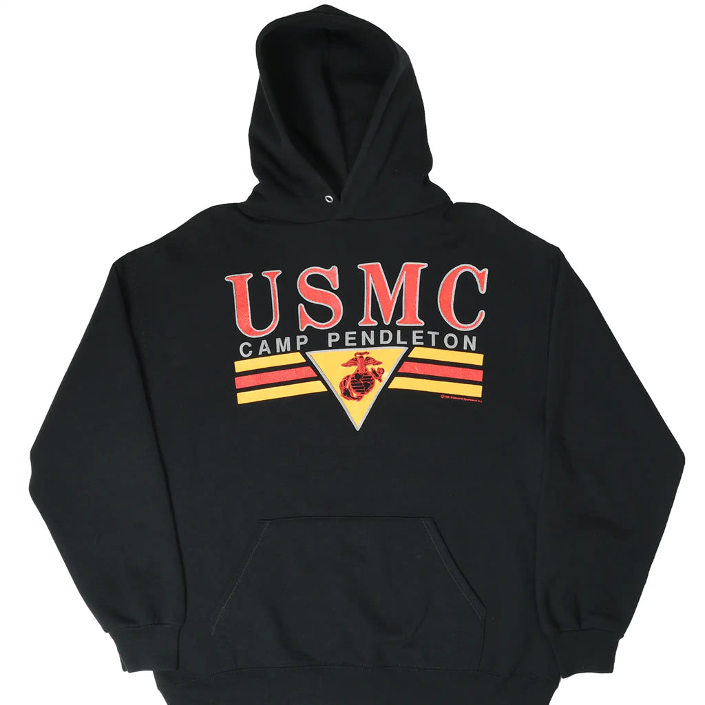 VINTAGE USMC CAMP PENDLETON 1990 SWEATSHIRT HOODIE LARGE MADE IN USA