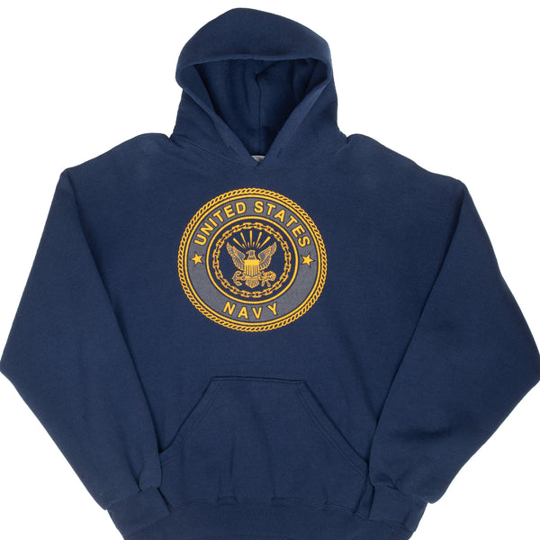 Vintage Uns United States Navy Hoodie 1990S Size Large Made In Usa