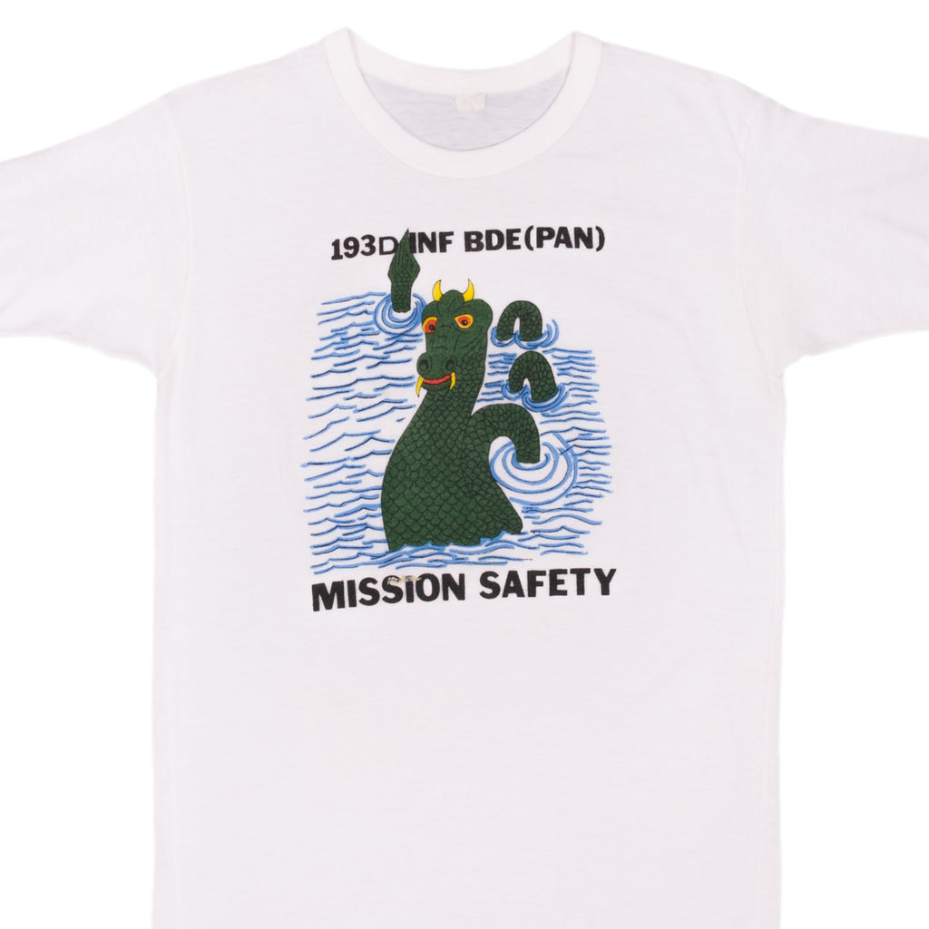 Vintage 193 Inf Bde Mission Safety Dragon Tee Shirt 1980S Size Small With Single Stitch Hem