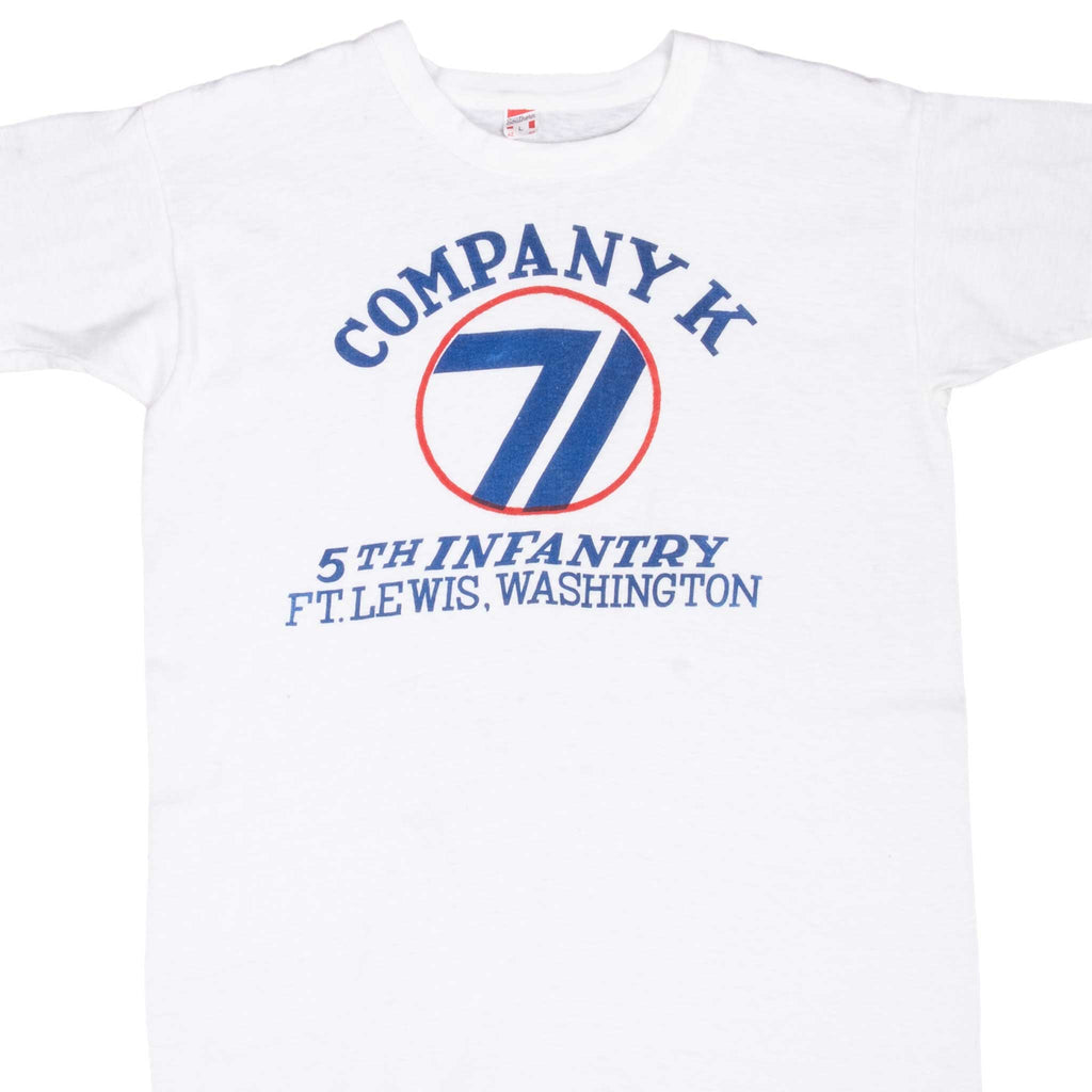 Vintage Company K 5Th Infantry Ft Lewis Washington 1950S Russell Southern Tee Shirt Size Medium With Single Stitch Sleeves