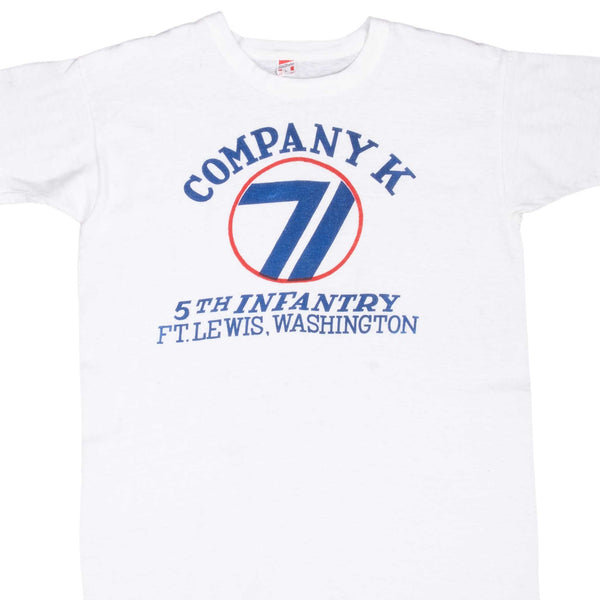 Vintage Company K 5Th Infantry Ft Lewis Washington 1950S Russell Southern Tee Shirt Size Medium With Single Stitch Sleeves