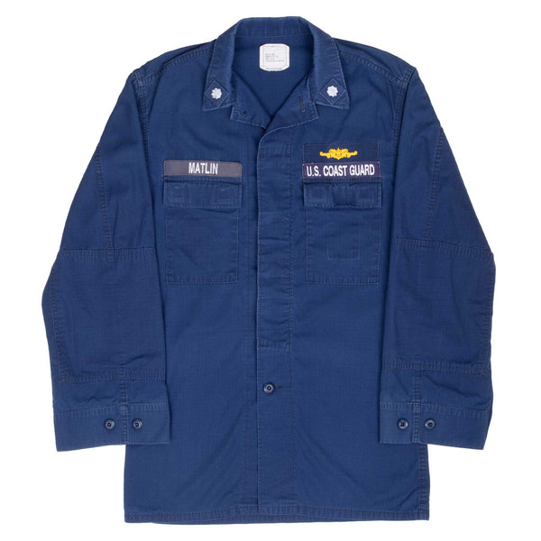VINTAGE USCG US COAST GUARD PATCH BLUE SHIRT 1999 SIZE 36 LONG