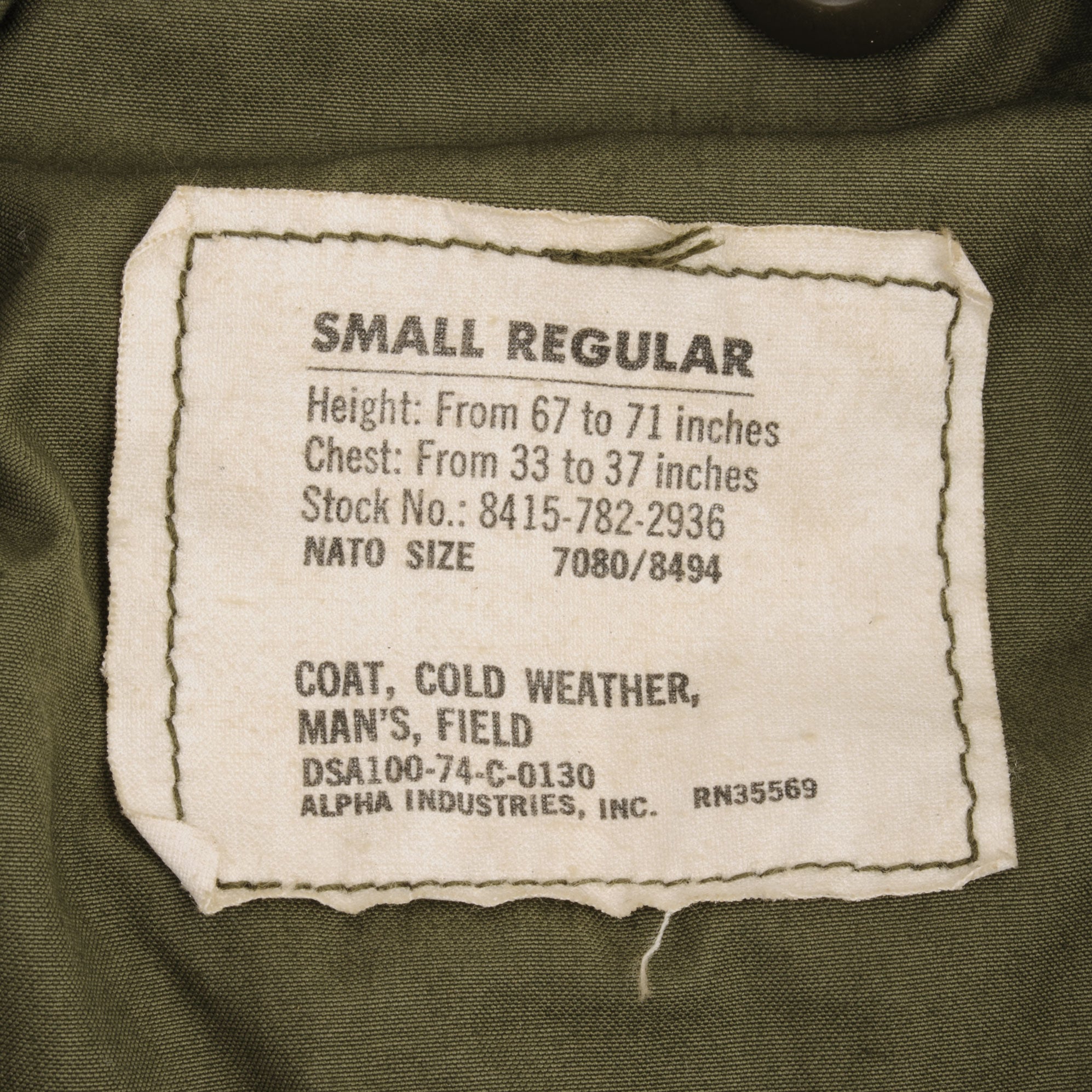 VINTAGE USMC M65 FIELD JACKET STENCIL 1BN 2MAR 1974 VIETNAM