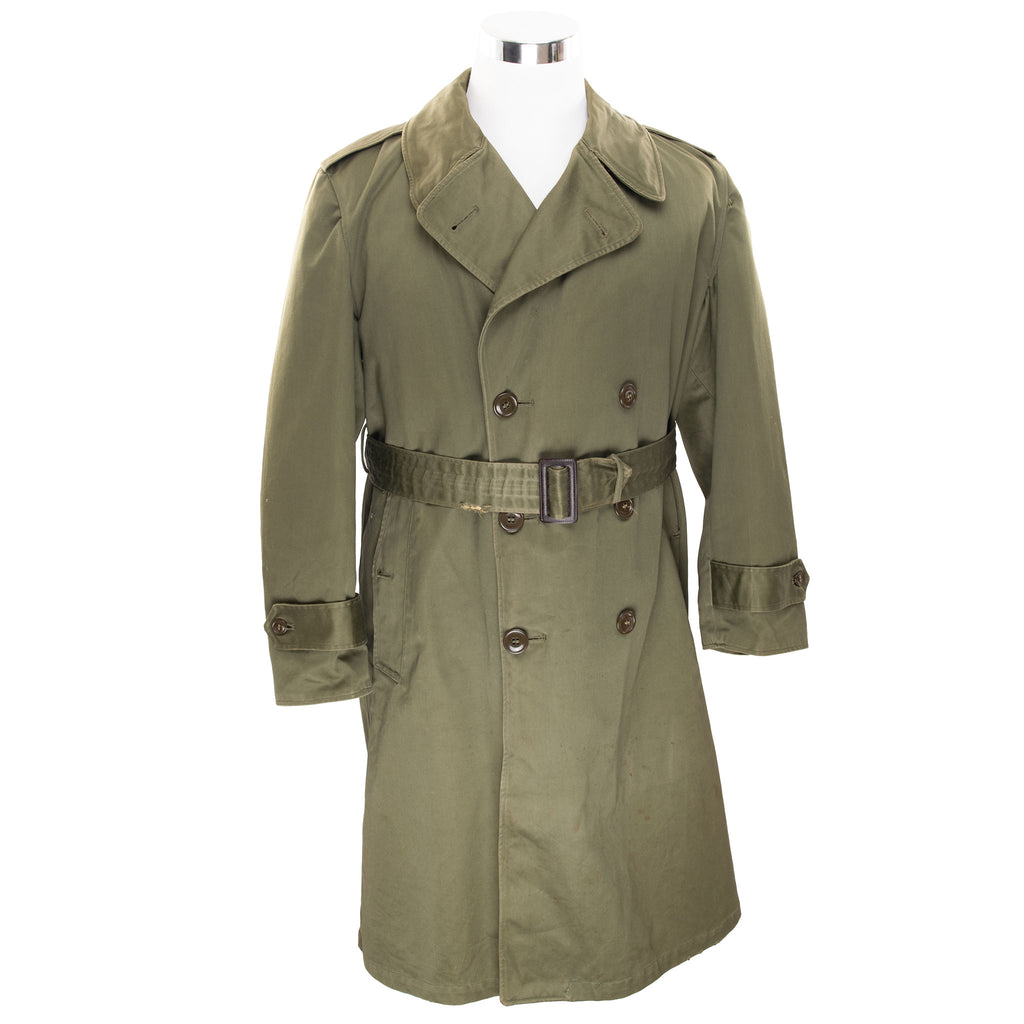 Vintage Us Army Overcoat Trench Coat 1952 Korean War Size Medium Short