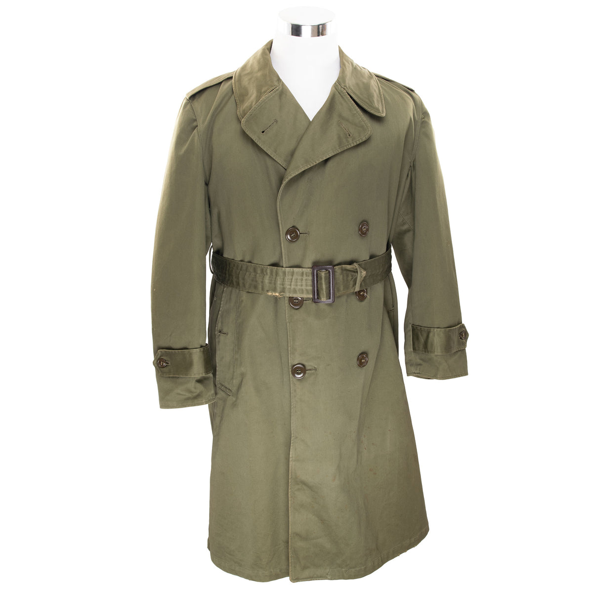 VINTAGE US ARMY OVERCOAT TRENCH COAT 1952 KOREAN WAR SIZE MEDIUM