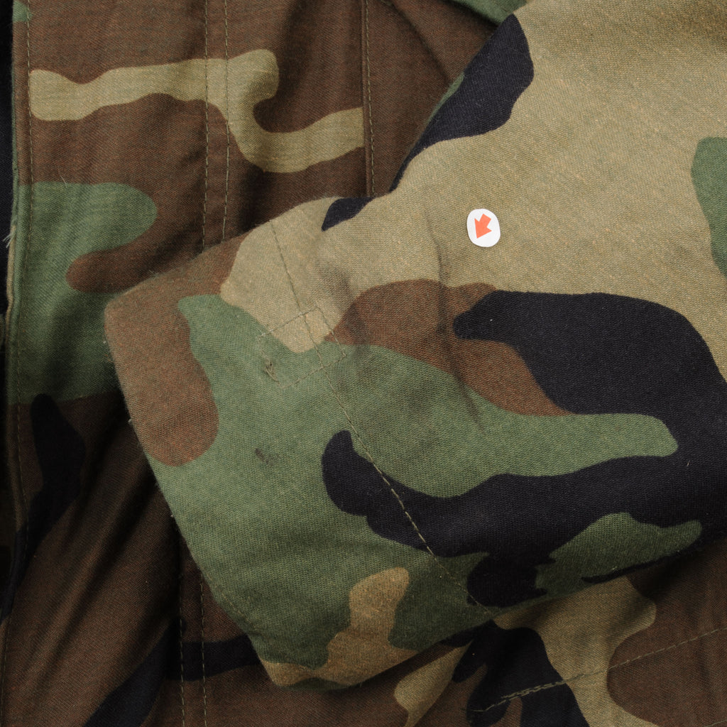 VINTAGE US ARMY M-1965 M65 WOODLAND CAMO FIELD JACKET 1984 LARGE REGUL ...