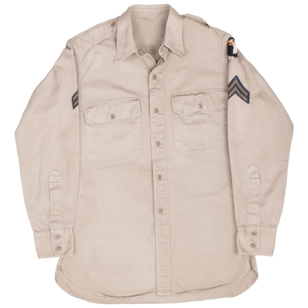 Vintage Us Army 101St Airborne Patched Khaki Shirt 1952 Size Large

Patch:&nbsp;CORPORAL, 101ST AIRBORNE DIV