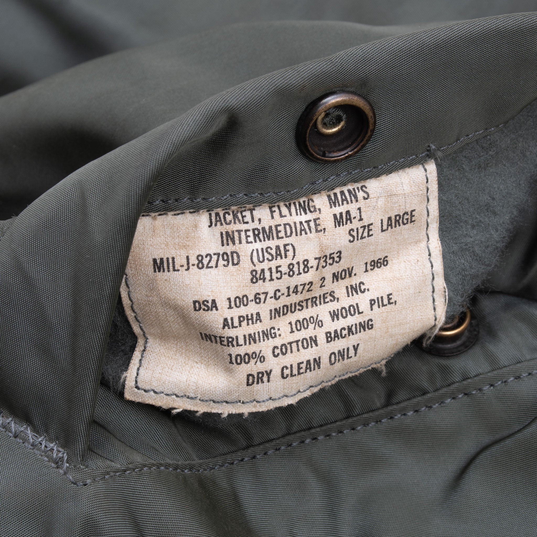 VINTAGE USAF US AIR FORCE FLIGHT JACKET MA-1 MA1 8279D 1967 VIETAM