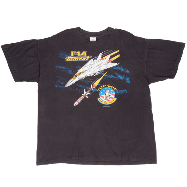 Vintage Us Navy Top Gun F14 Tomcat 1987 Tee Shirt Size XL Made In Usa With Single Stitch Sleeves