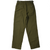 Back view of olive green US Army M51 wool field trousers with two buttoned flap pockets.
