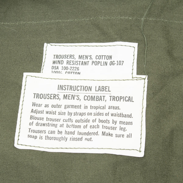 Vintage US Army Tropical Combat Trousers Pants 4Th Pattern Poplin With Wind Resistant Cotton Poplin 1966 Vietnam War Size Medium Regular. Deadstock Nos

DSA 100-2226