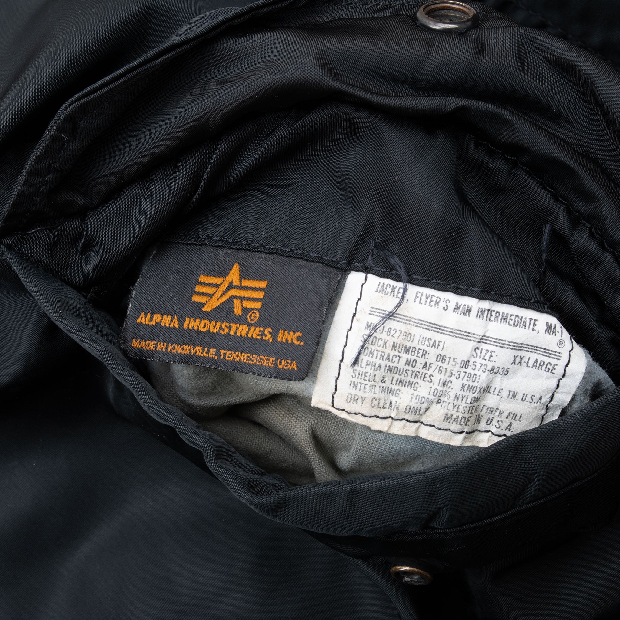 VINTAGE USAF MA-1 MA1 ALPHA INDUSTRIES FLIGHT JACKET PATCHED SIZE
