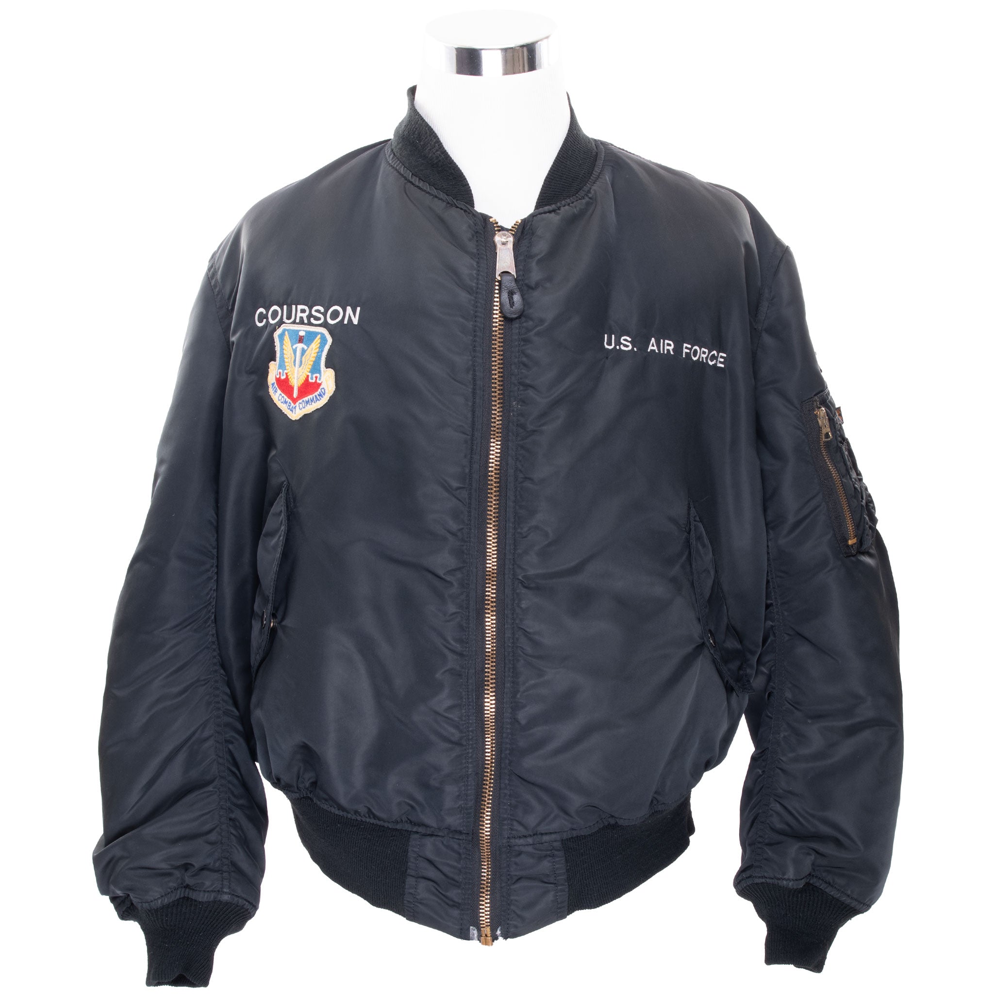 VINTAGE USAF MA-1 MA1 ALPHA INDUSTRIES FLIGHT JACKET PATCHED SIZE