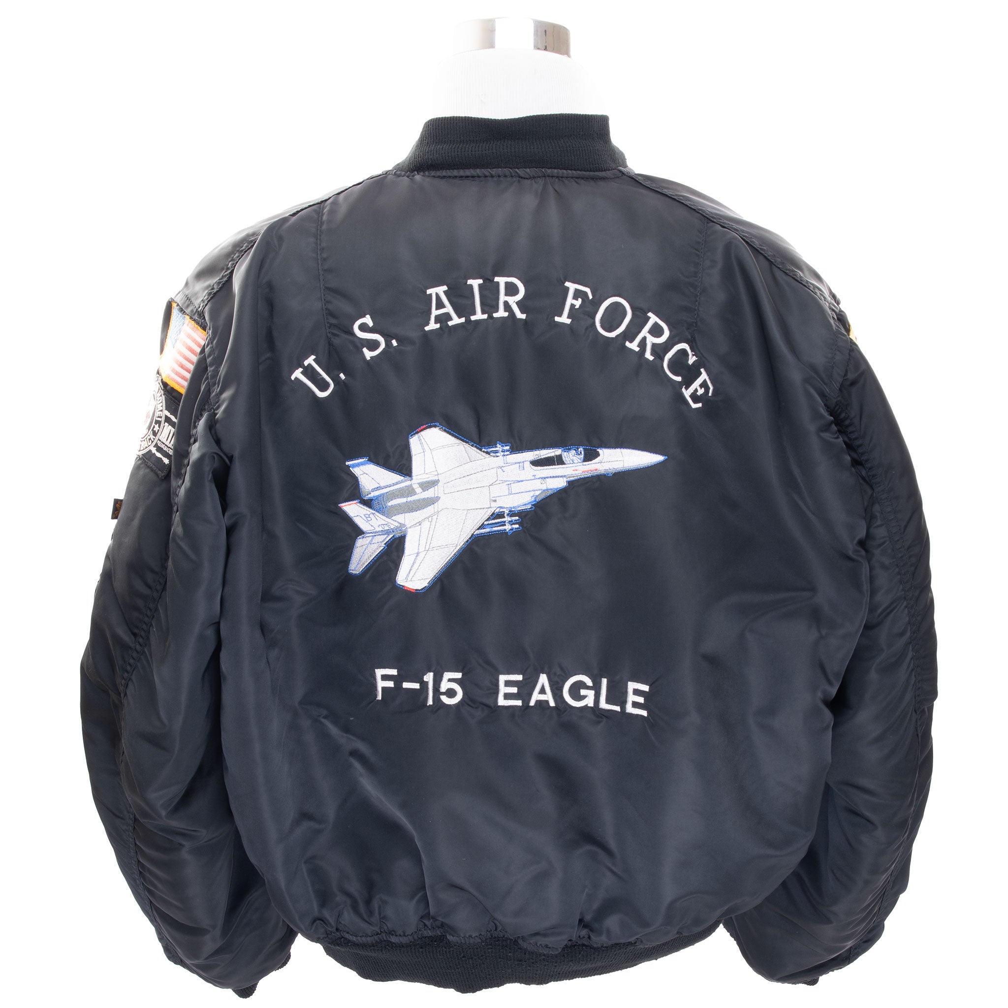 VINTAGE USAF MA-1 MA1 ALPHA INDUSTRIES FLIGHT JACKET PATCHED SIZE