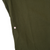 Close-up of a small snag indicated on the olive green wool trouser leg.
