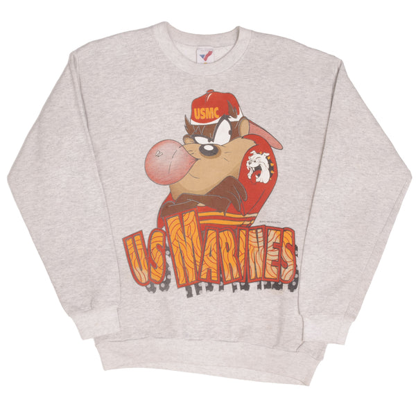 Vintage USMC Looney Tunes Taz 1993 Sweatshirt Size Medium Made In Usa