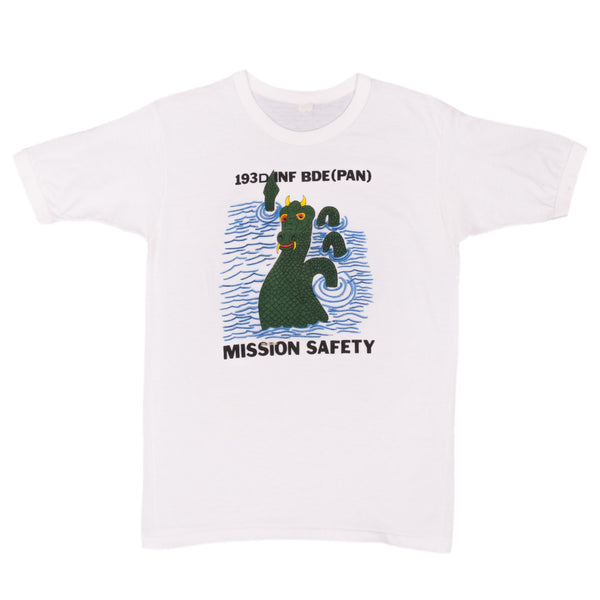 Vintage 193 Inf Bde Mission Safety Dragon Tee Shirt 1980S Size Small With Single Stitch Hem