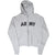 Front of gray US Army Champion full-zip hoodie with black ARMY print, hood and split pouch pockets