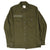Full front view of olive green US Army OG 108 wool field shirt with two buttoned chest pockets