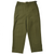 Front of olive green US Army M51 wool field trousers with slash pockets and waist adjusters