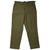 Front view of olive green US Army M51 field wool trousers with slant pockets and waist adjusters