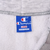 Champion neck label marked Large and Made in U.S.A. inside gray fleece hoodie