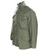 Three-quarter side view of olive green US Army M65 field jacket with flap pockets