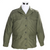 Front view of olive green US Army woman's field jacket with button closure and four flap pockets