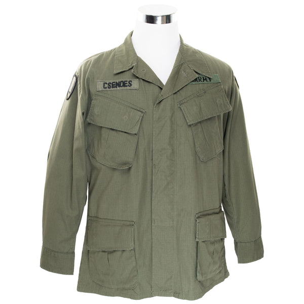 VINTAGE US ARMY RIP STOP TROPICAL COMBAT JACKET 1969 VIETNAM WAR MEDIUM SHORT