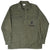 Front of olive green USMC P64 utility shirt with button closure, chest pockets and USMC stencil