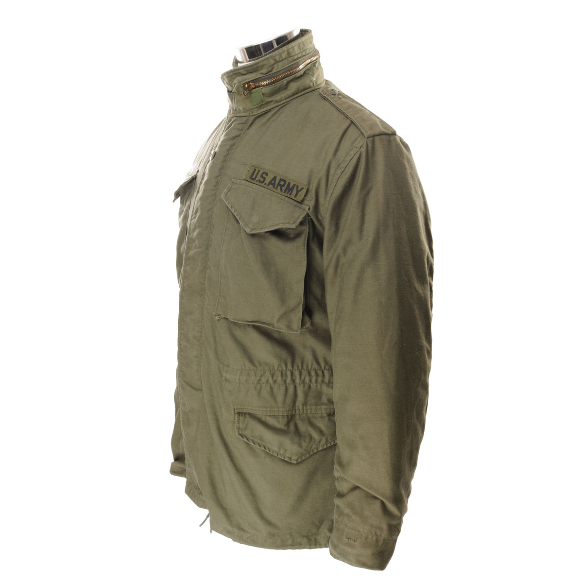 VINTAGE US ARMY M-1965 M65 1982 FIELD JACKET PATCHED SIZE SMALL