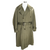 Front view of olive drab US Army field overcoat with double-breasted buttons and matching belt