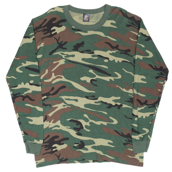 Vintage Us Army Woodland Camo Erdl Long Sleeve Tee Shirt 1990S Size Large Made In Usa